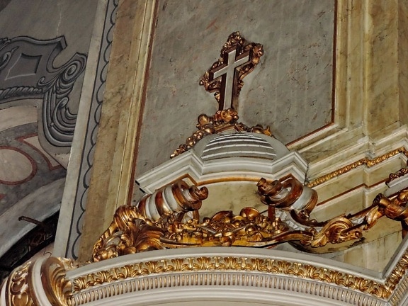 Bizantina, Cruz, ouro, feito à mão, decoração de interiores, Igreja Ortodoxa, religião, arquitetura