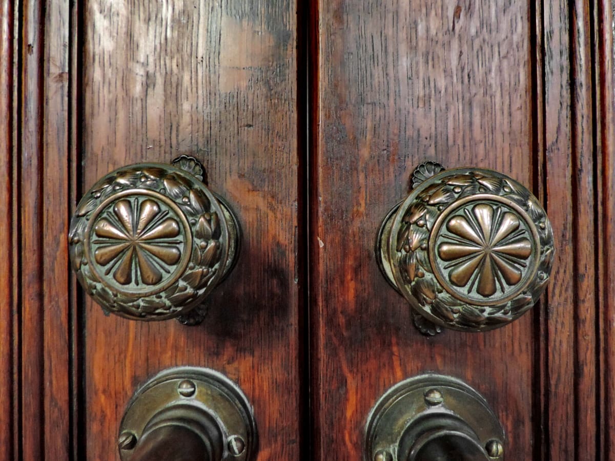 brass, carpentry, carving, wooden, handle, lock, keyhole, entrance