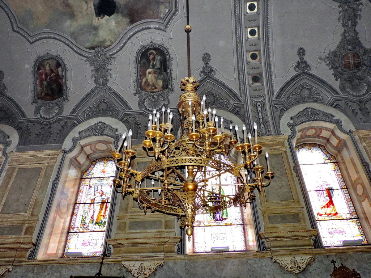 chandelier, dome, interior decoration, interior design, orthodox, religion, cathedral, church