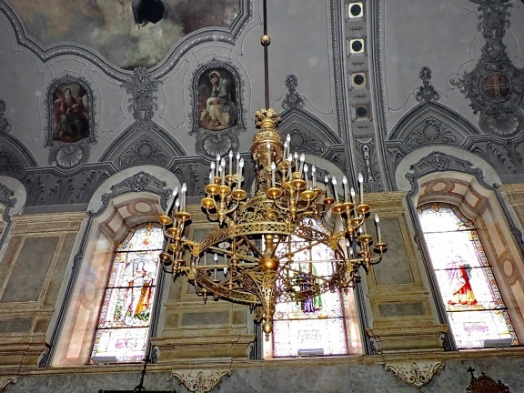 candelabro, cúpula, decoração de interiores, design de interiores, Igreja Ortodoxa, religião, catedral, Igreja