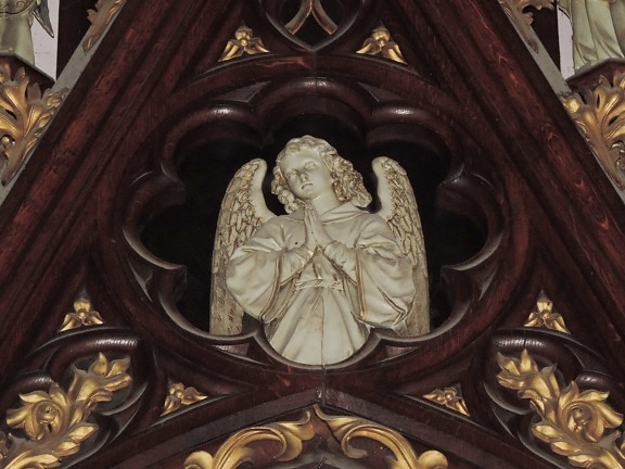 altar, anjo, cinzeladura, catedral, Católica, Garota bonita, decoração, arte