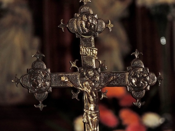 bronze, Christianisme, Croix, Metal, Résurrection, décoration, en laiton, religion
