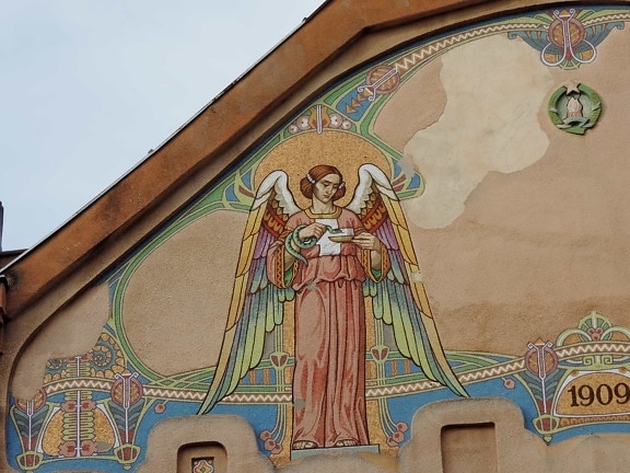Ангел, фасад, на даху, мистецтво, Живопис, Архітектура, прикраса, Старий