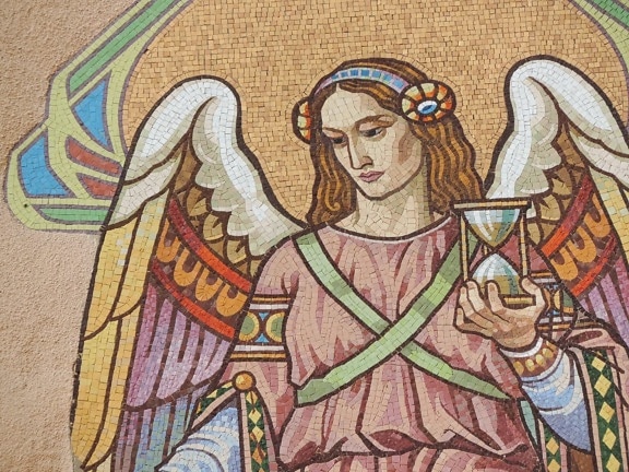 angel, mosaic, portrait, woman, art, ancient, religion, old