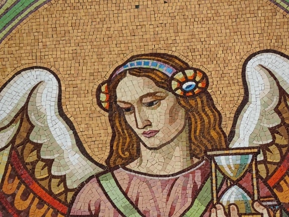 Ангел, лицето, декорация, изкуство, мозайка, стар, култура, религия