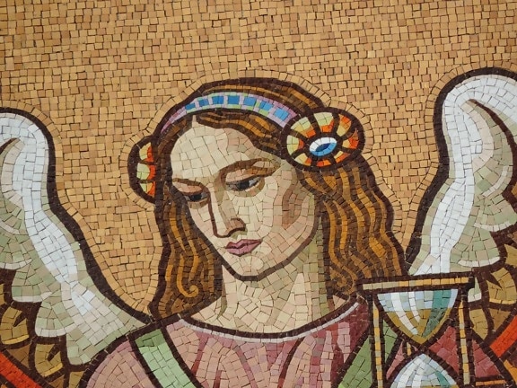 Ángel, vertical, espiritualidad, alas, mujer, decoración, arte, mosaico de