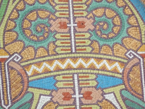 아라비아 풍의, 다채로운, 수 제, 모자이크, 기호, 대칭, 패턴, 예술