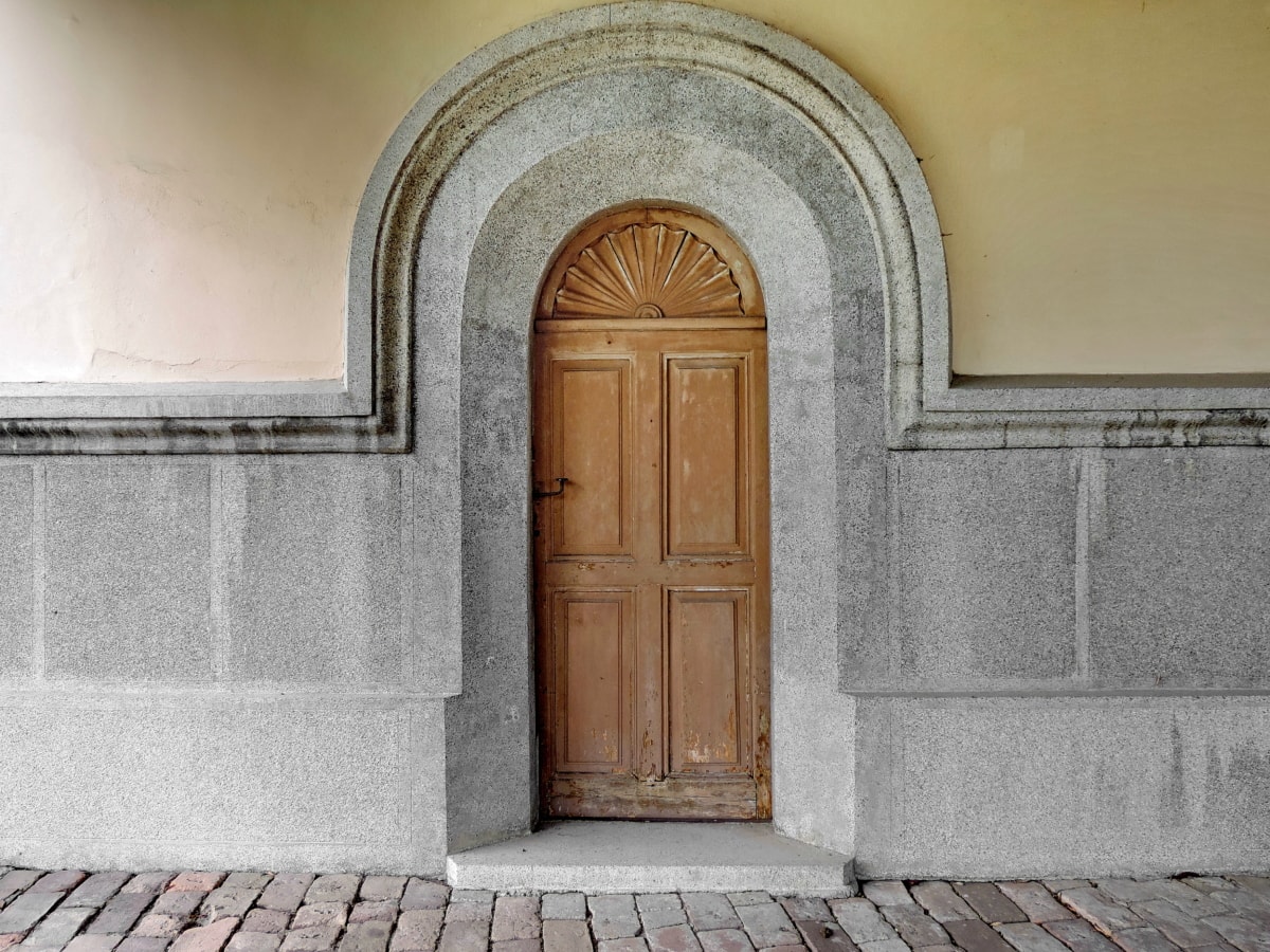 arco, porta d'ingresso, parete, architettura, creazione di, vecchio, porta, porta