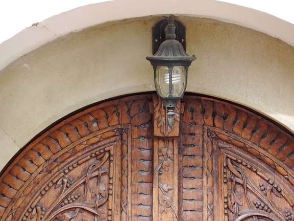 arco, ferro fundido, eletricidade, porta da frente, lâmpada de iluminação, ornamento, velho, edifício