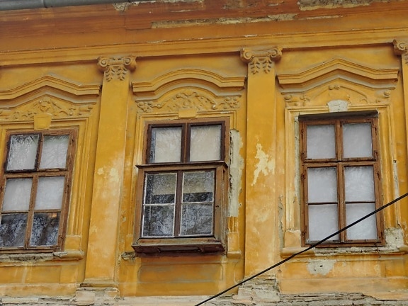 abandonné, baroque, façade, fenêtre, architecture, vieux, Création de, maison
