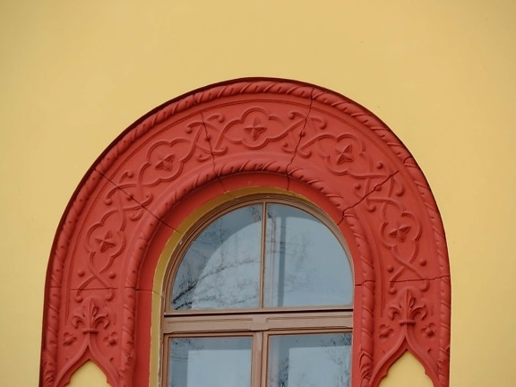 arch., fachada, rojo, construcción, arquitectura, arte, ventana, madera