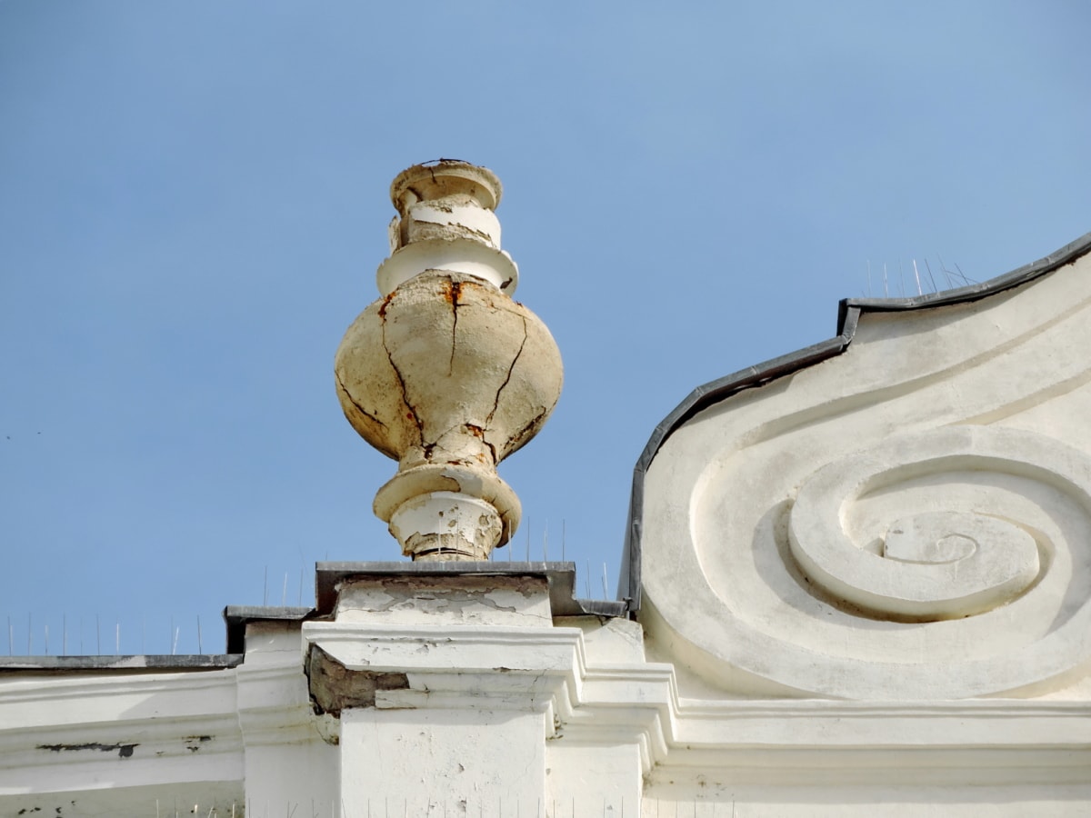 Antik, blauer Himmel, Dekoration, Wahrzeichen, auf dem Dach, Skulptur, Struktur, Statue