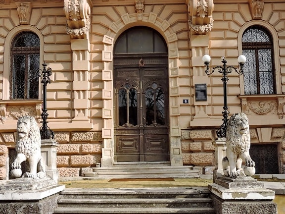front door, palace, residence, sculpture, staircase, building, sill, architecture