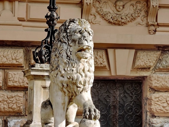 Lion, architecture, sculpture, statue de, colonne, art, antique, antique