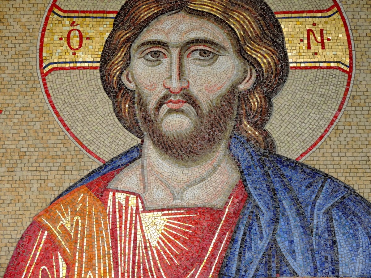 Christ, christianity, icon, mosaic, art, old, man, portrait