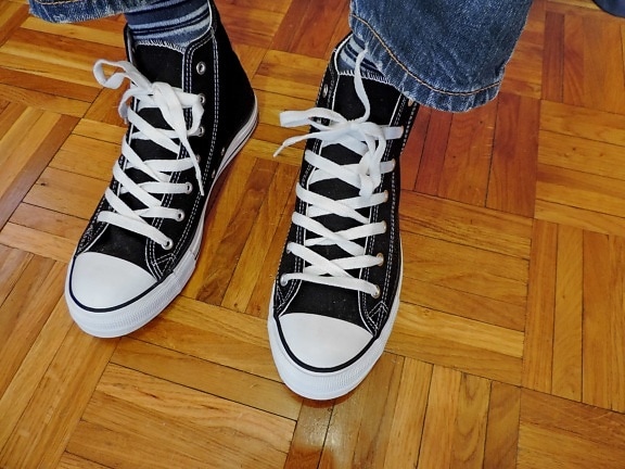 noir et blanc, décontractée, confort, confortable, chaussures, Old-fashioned, style ancien, chaussures de sport