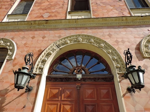 bejárati ajtó, történelmi, épület, építészet, ház, régi, stílus, design