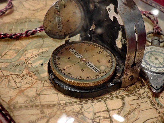 Antike, aus Gusseisen, Kompass, Verlauf, Navigation, Orientierung, Instrument, alt