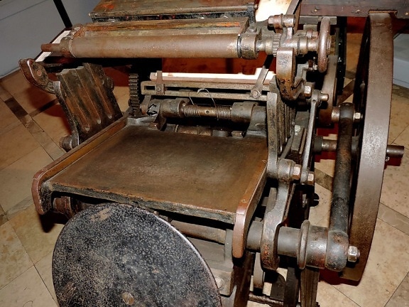 Antike, aus Gusseisen, Verlauf, Presse, Drucken, Branche, Gerät, Maschine