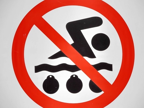 danger, sign, swimming, warning, symbol, hazard, illustration, round