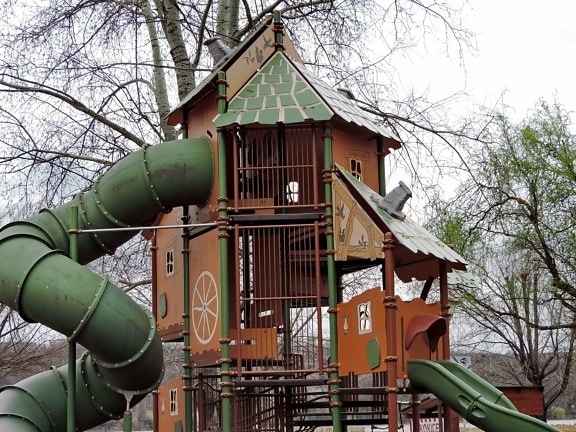fun, playground, wood, building, construction, outdoors, architecture, house