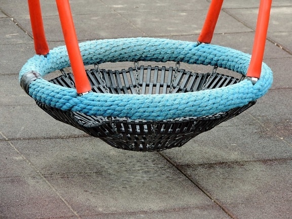 playground, swing, basket, rope, wooden, leisure, seat, empty