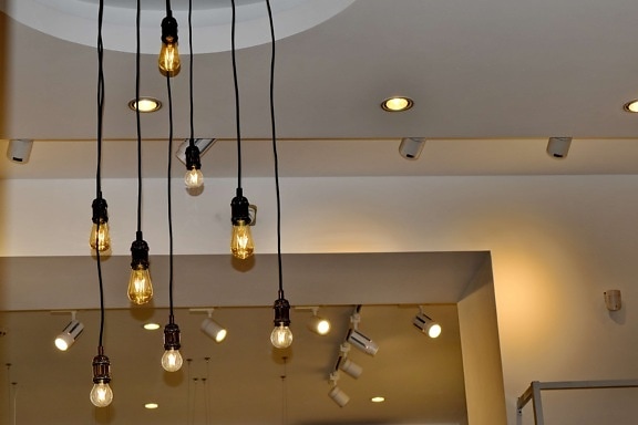 electricity, light bulb, chandelier, room, interior, lamp, indoors, interior design