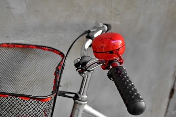 campana, bicicleta, mango, nostalgia, rojo, rueda de manejo, ocio, recreación