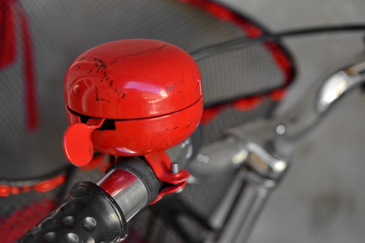 bell, bicycle, decoration, paint, red, steering wheel, vehicle, device
