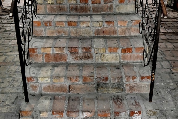 cast iron, staircase, concrete, building, surface, wall, architecture, old