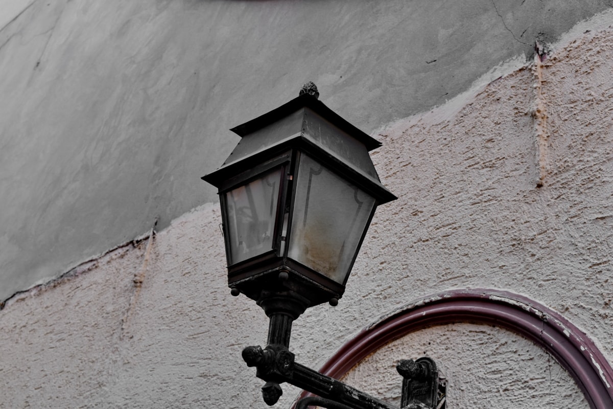 cast iron, lantern, wall, device, architecture, street, lamp, old