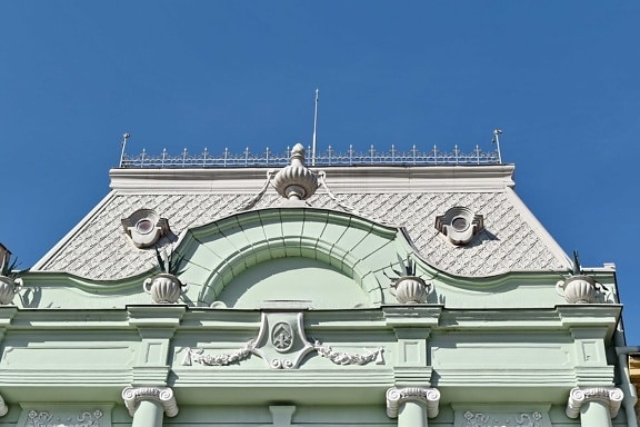 barroco, Marco, telhado, fachada, edifício, arquitetura, velho, cidade