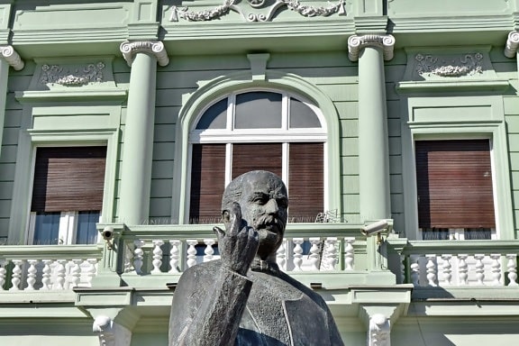 bronze, buste, Centre ville, façade, statue de, Création de, architecture, Ville