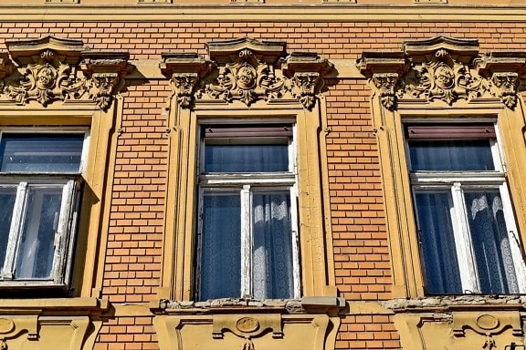 barroco, fachada, janela, casa, arquitetura, edifício, janela, velho