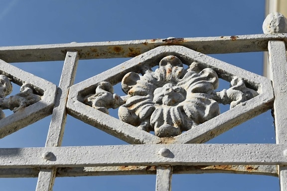 ferro fundido, cerca, feito à mão, ornamento, arquitetura, edifício, velho, religião