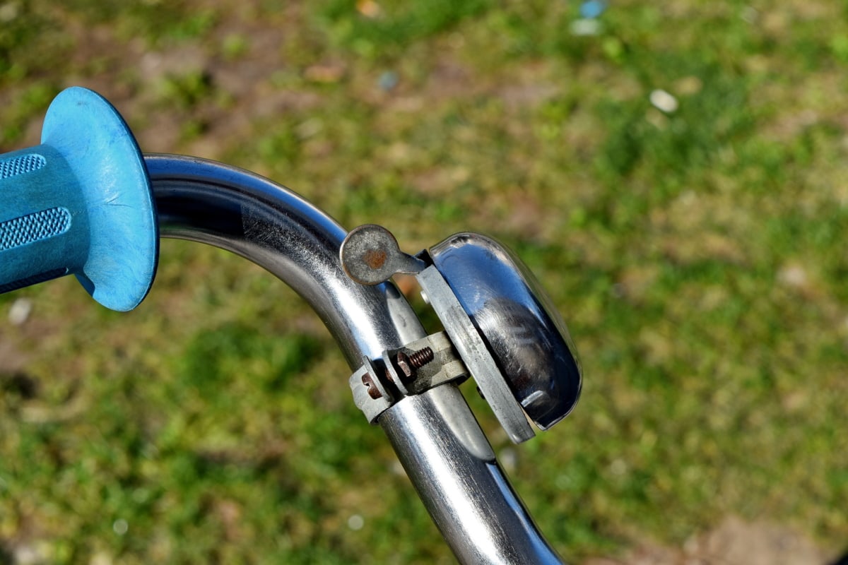 bell, bicycle, steering wheel, device, recreation, outdoors, nature, grass