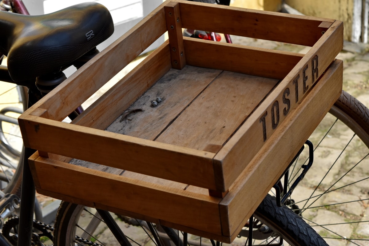 Sepeda, Nostalgia, kotak, roda, kayu, di luar rumah, kursi, lama