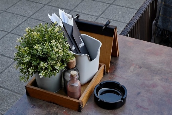 пепелник, бутилки, декорация, обект, Ресторант, дървен материал, седалка, таблица