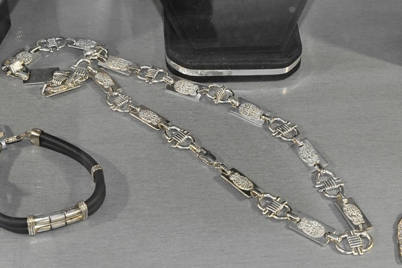 příslušenství, elegance, náhrdelník, stříbro, bižuterie, řetěz, náramek, luxusní