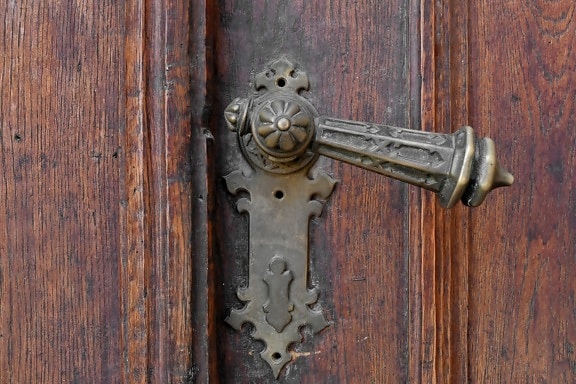 wejście, przednie drzwiczki, blokada, drewniane, stary, drzwi, drewno, bezpieczeństwa