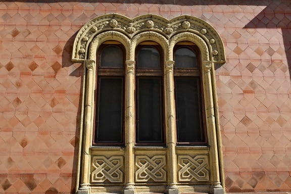 Arabesque, oblouk, dědictví, okno, architektura, fasáda, budova, staré
