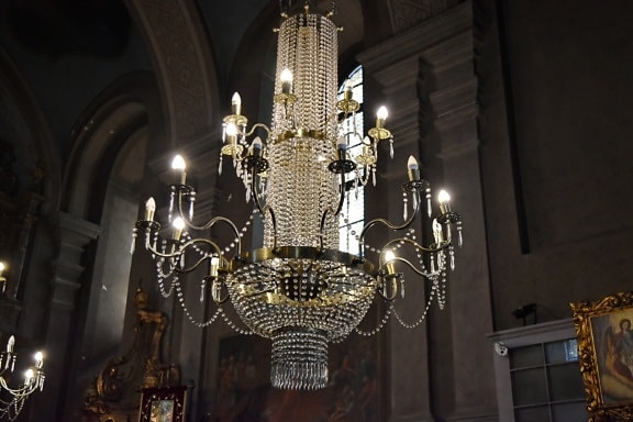 altaret, ortodoxa, ljuskrona, arkitektur, religion, kyrkan, lampan, ljus