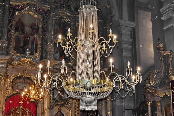 culture, heritage, orthodox, Serbia, chandelier, architecture, religion, temple