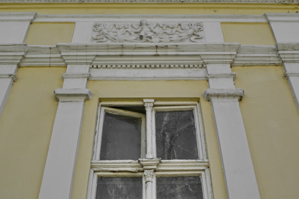 μπαρόκ, τοίχου, παράθυρο, κίτρινο, σπίτι, κτίριο, παράθυρο, αρχιτεκτονική