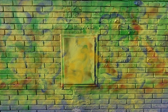 Graffiti, tekstur, vegg, dekorasjon, gamle, murstein, kube, bakgrunn