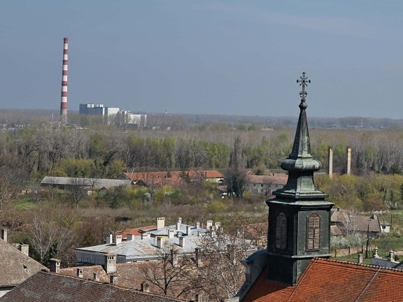 Църквата кула, в центъра, фабрика, архитектура, сграда, църква, на открито, дневна светлина