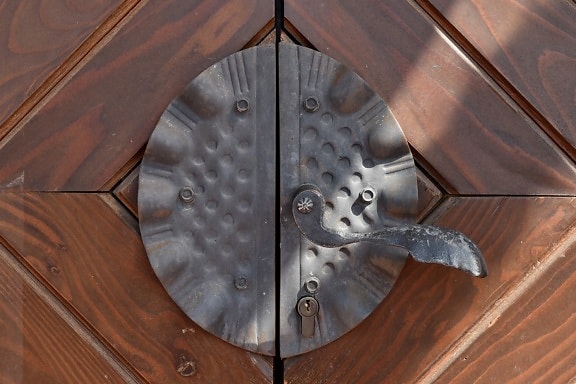 old, iron, steel, wood, wooden, handle, door, protection