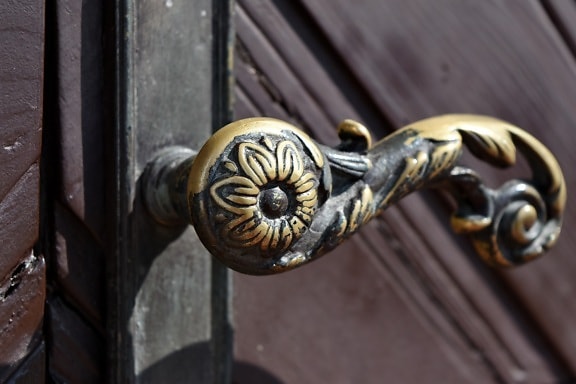 brass, front door, ornament, lock, door, old, entrance, antique