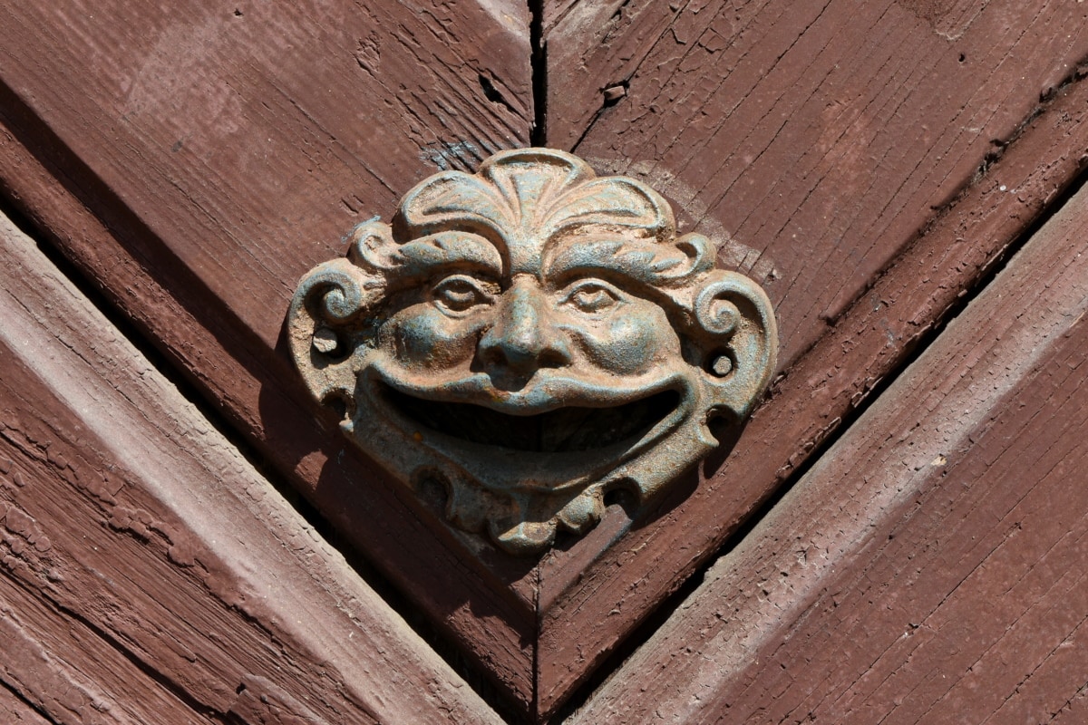 porta da frente, feito à mão, Carvalho, velho, de madeira, decoração, madeira, arquitetura