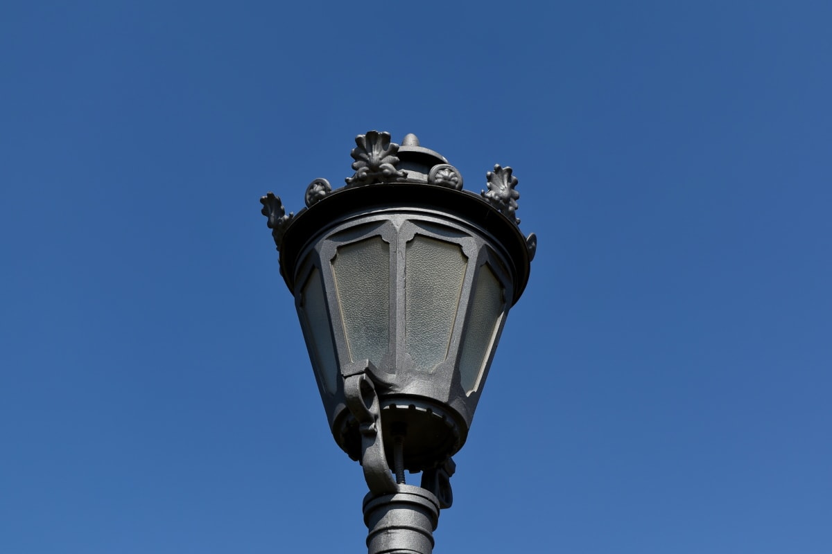 лампа, фенер, крушка, електричество, класически, на открито, синьо небе, архитектура